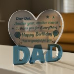 Birthday Gifts for Dad Heart Acrylic Plaque Dad Gifts from Son