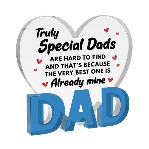 Gifts For Special Dad Acrylic Heart Plaque 10cm x 10cm Dad