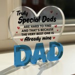 Gifts For Special Dad Acrylic Heart Plaque 10cm x 10cm Dad