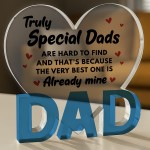 Gifts For Special Dad Acrylic Heart Plaque 10cm x 10cm Dad
