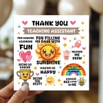 Thank You Card For Teaching Assistant With Kraft Envelope