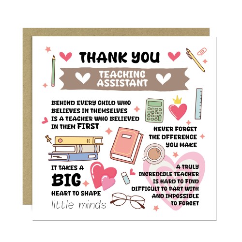 Teaching Assistant Thank You Card With Kraft Envelope For Her