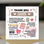Teaching Assistant Thank You Card With Kraft Envelope For Her