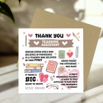 Teaching Assistant Thank You Card With Kraft Envelope For Her