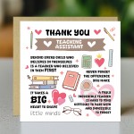 Teaching Assistant Thank You Card With Kraft Envelope For Her