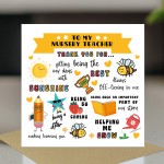 Nursery Teacher Thank You Card For Nursery Teacher