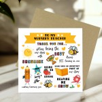 Nursery Teacher Thank You Card For Nursery Teacher