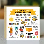Nursery Teacher Thank You Card For Nursery Teacher