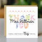 Personalised Thank You Card For Teachers Volunteers Colleagues