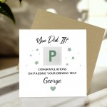 Personalised Driving Test Card Congratulations Card Passed Test