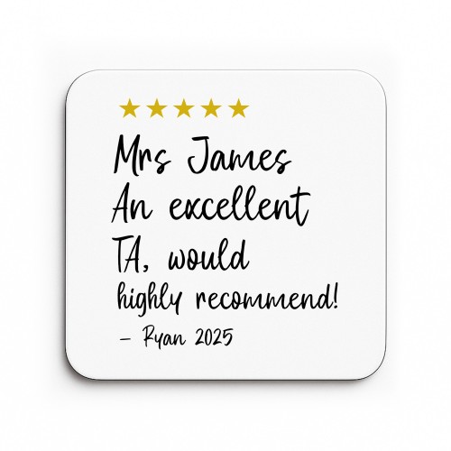 Personalised Excellent Teaching Assistant Coaster Apprecriation