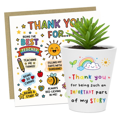 Thank You Gift Set For Teachers Appreciation Plant Pot and Card