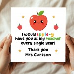 Funny Thank You Card For Teacher Appley Have You As My Teacher