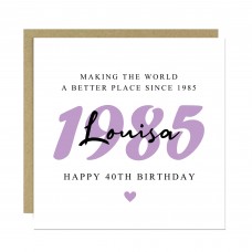 Personalised 40th Birthday Card For Mum Auntie Sister Friend