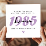 Personalised 40th Birthday Card For Mum Auntie Sister Friend