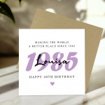 Personalised 40th Birthday Card For Mum Auntie Sister Friend