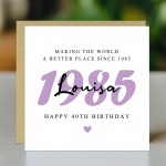 Personalised 40th Birthday Card For Mum Auntie Sister Friend
