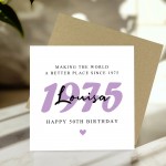 Personalised 50th Birthday Card For Mum Nan Nanny Grandma