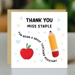 Personalised Teaching Assistant Card With Kraft Envelope Card