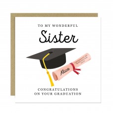Personalised Graduation Card Sister Congratulations Well Done