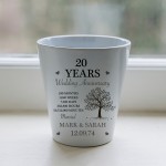 Personalised 20th Anniversary Gift Husband Wife Plant Pot