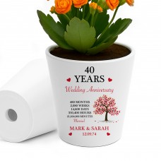 Personalised 40th Anniversary Gift Husband Wife Ruby Wedding