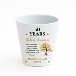 Personalised 50th Anniversary Gift Husband Wife Golden Plant Pot