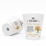 Personalised 50th Anniversary Gift Husband Wife Golden Plant Pot