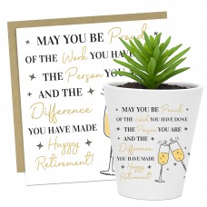 Retirement Gifts For Women Plant Pot and Card Congratulations
