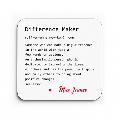 Teacher Gift Personalised Coaster For Teacher Difference Maker Teacher Gift Personalised Coaster For Teacher Difference Maker
