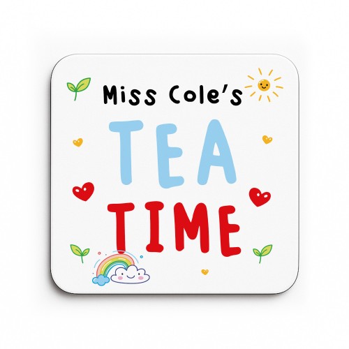 Personalised Gift For Teacher TEA TIME Coaster Thank You Gift Personalised Gift For Teacher TEA TIME Coaster Thank You Gift