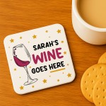 Personalised Wine Gift Any Names Wine Goes Here Coaster Funny