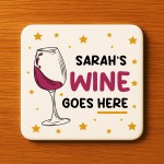 Personalised Wine Gift Any Names Wine Goes Here Coaster Funny