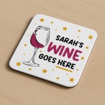 Personalised Wine Gift Any Names Wine Goes Here Coaster Funny