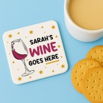 Personalised Wine Gift Any Names Wine Goes Here Coaster Funny