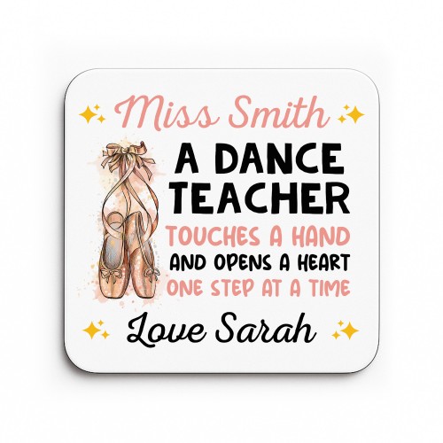Dance Teacher Coaster Personalised Thank You Dance Teacher Gift  Dance Teacher Coaster Personalised Thank You Dance Teacher Gift