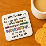 Personalised Gift For Teacher Friend Volunteer Mentor Coaster Personalised Gift For Teacher Friend Volunteer Mentor Coaster