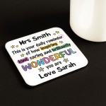 Personalised Gift For Teacher Friend Volunteer Mentor Coaster Personalised Gift For Teacher Friend Volunteer Mentor Coaster