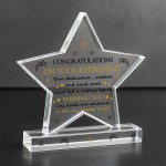 Retirement Gifts for Women Men Unique Acrylic Star Plaque