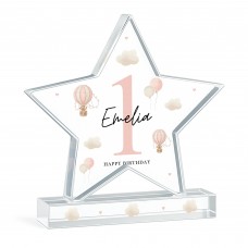 Personalised 1st Birthday Gift For Baby Girl Acrylic Star Plaque