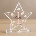 Personalised 1st Birthday Gift For Baby Girl Acrylic Star Plaque
