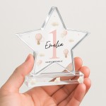 Personalised 1st Birthday Gift For Baby Girl Acrylic Star Plaque