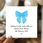 Welcome To The World Little One Baby Boy Card Personalised