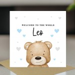 Welcome To The World Baby Boy Card Personalised New Parents Card