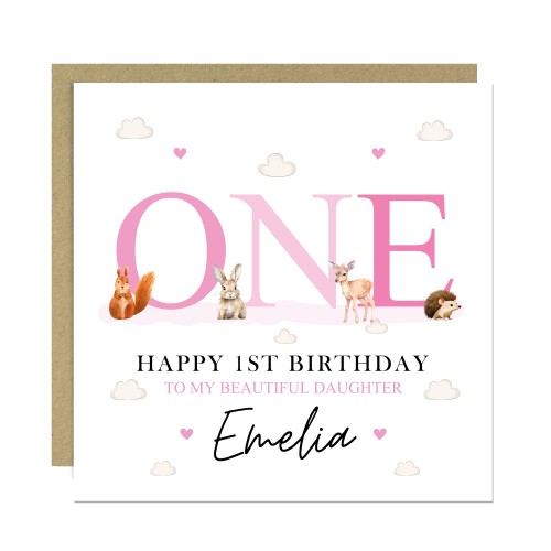 Personalised 1st First Birthday Card For Beautiful Daughter