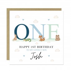 Personalised 1st First Birthday Card For My Lovely Son Grandson