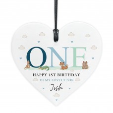 Happy 1st Birthday Gift For Son Grandson Nephew Heart Plaque