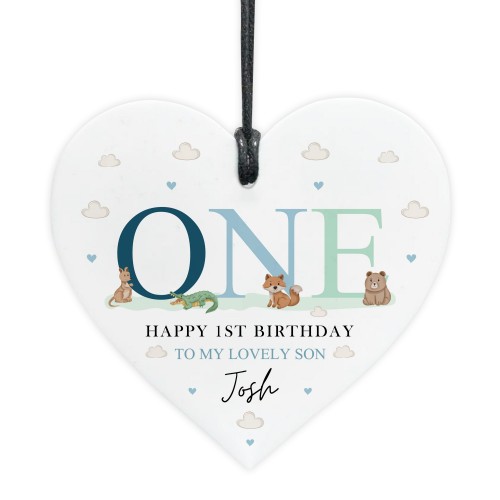 Happy 1st Birthday Gift For Son Grandson Nephew Heart Plaque