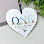 Happy 1st Birthday Gift For Son Grandson Nephew Heart Plaque