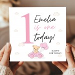 Personalised 1st Birthday Card ONE TODAY Daughter Granddaughter